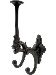 7" Decorative Cast-Iron Triple Hook with Black-Powder Coat