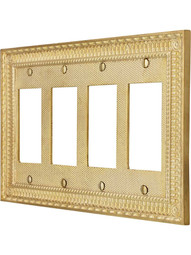 Pisano Quad Gang GFI Cover Plate in Polished Brass