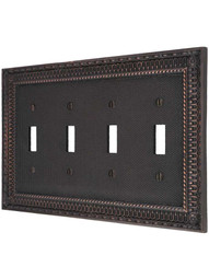 Pisano Quad Gang Toggle Switch Plate in Timeless Bronze