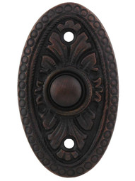 Oval Beaded Solid-Brass Doorbell Button in Oil-Rubbed Bronze