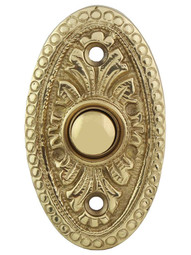 Oval Beaded Solid-Brass Doorbell Button in Polished Brass