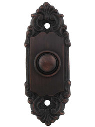 Petite French Baroque Solid-Brass Doorbell Button in Oil-Rubbed Bronze