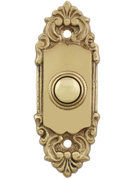 Petite French Baroque Solid-Brass Doorbell Button in Polished Brass