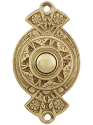 Oriental Pattern Doorbell Button in Polished Brass