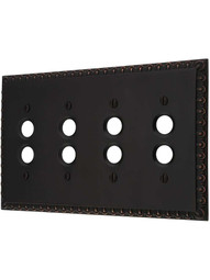 Ovolo Quad Gang Push-Button Switch Plate in Timeless Bronze
