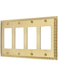 Ovolo Quad Gang GFI Cover Plate in Un-Lacquered Brass
