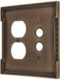 Neoclassical Push Button / Duplex Combination Switch Plate in Antique-By-Hand