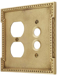 Neoclassical Push Button / Duplex Combination Switch Plate in Polished Brass