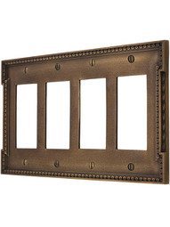 Neoclassical Quad Gang GFI Cover Plate in Antique-By-Hand