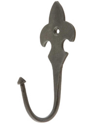 Hand Forged Iron Fleur De Lis Hook In Antique Iron