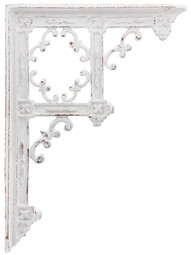 Victorian Gothic Cast Iron Shelf Bracket - 9 1/4 x 6 3/4" In Antique White