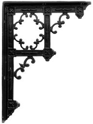 Victorian Gothic Cast Iron Shelf Bracket - 9 1/4 x 6 3/4" in Matte Black Finish