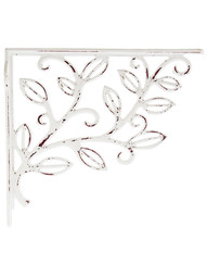 Leafy Branch Cast Iron Shelf Bracket In Antique White