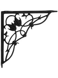 Bleeding Heart Cast Iron Shelf Bracket In Matte Black