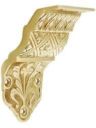 Ornate Victorian Cast Brass Handrail Bracket In Polished Brass