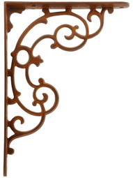Victorian Scroll Design Shelf Bracket - 11 3/4" x 8 5/8" In Rusted Iron