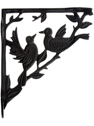 Dancing Birds Cast Iron Shelf Bracket In Matte Black