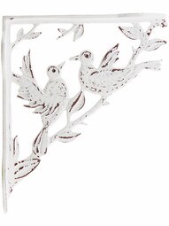 Dancing Birds on Vine Cast Iron Shelf Bracket In Antique White