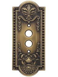 Como Single Push-Button Switch Plate in Antique Brass
