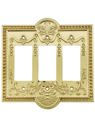 Como Triple GFI Cover Plate in Un-Lacquered Brass