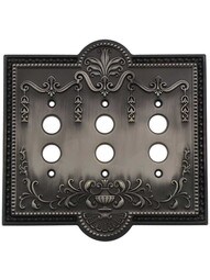 Como Triple Push Button Switch Plate in Antique Pewter