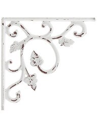 Cast Iron Shelf Bracket With Vine Pattern In Antique White