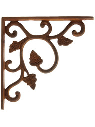 Cast Iron Shelf Bracket With Vine Pattern In Rusted Iron