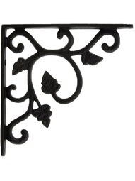 Cast Iron Shelf Bracket With Vine Pattern In Matte Black