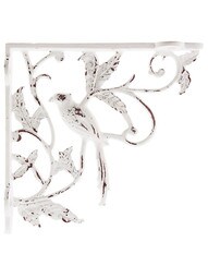 Perched Cardinal Cast Iron Shelf Bracket In Antique White