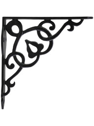 Cast-Iron Shelf Bracket with Vine Pattern - 5 1/8" x 5" in Matte Black
