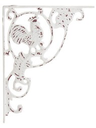 Rooster Cast Iron Shelf Bracket In Antique White