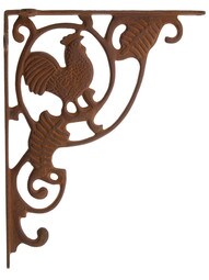 Rooster Cast Iron Shelf Bracket In Rust Patina