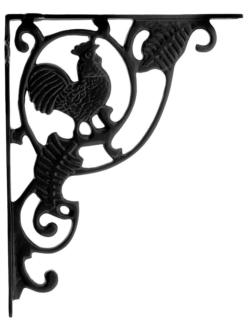 Rooster Cast Iron Shelf Bracket In Matte Black House of Antique Hardware