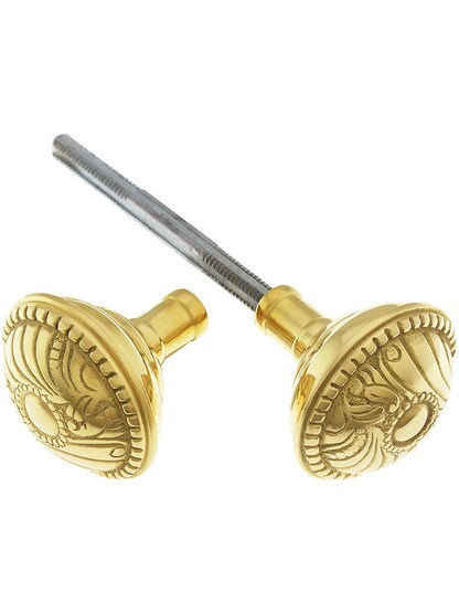 Pair of Roanoke Door Knobs in Unlaquered Brass