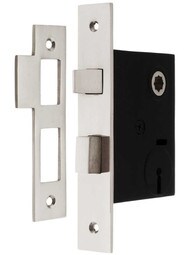 2 1/4" Backset Mortise Lock With Solid Brass Faceplate in Polished Nickel