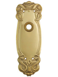 Solid-Brass Art Nouveau Door Plate in Un-Lacquered Brass
