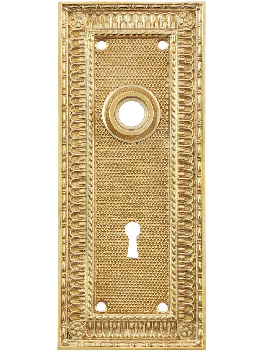 Pisano CastBrass Door Plate with Keyhole in Polished Brass House of