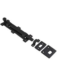 Cast-Iron 12" Surface Door/Shutter Bolt in Matte Black