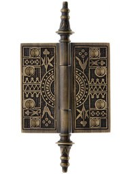 3 1/2-Inch Solid Brass Eastlake Steeple Tip Hinge In Antique-By-Hand Finish