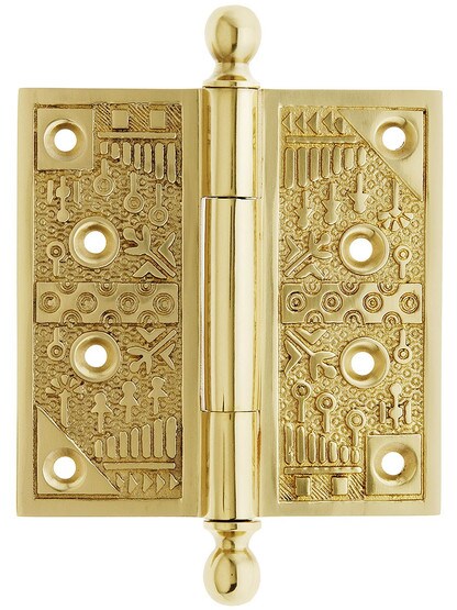 4" Ball-Tip Windsor Pattern Hinge In Polished Brass