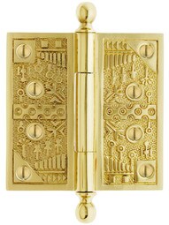 4" Ball-Tip Windsor Pattern Hinge In Unlacquered Brass