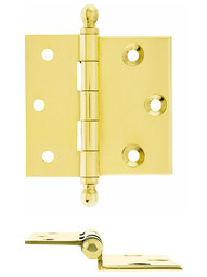 3 1/2" Brass Half-Mortise Door Hinge With Beveled Surface Leaf In Polished Brass