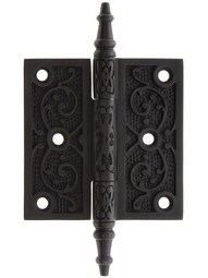 3" Cast Iron Steeple Tip Hinge With Decorative Vine Pattern In Oil-Rubbed Bronze