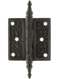 2 1/2" Solid Brass Steeple Tip Hinge With Decorative Vine Pattern in Oil-Rubbed Bronze