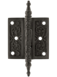 2 1/2" Solid Brass Steeple Tip Hinge With Decorative Vine Pattern in Oil-Rubbed Bronze