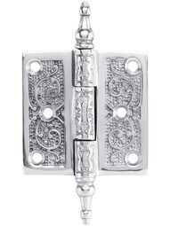 2 1/2-Inch x 2 1/2-Inch Steeple Tipped Decorative Butt Hinge in Polished Chrome