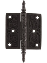 3" Solid Brass Steeple Tip Hinge With Decorative Vine Pattern in Oil-Rubbed Bronze Finish