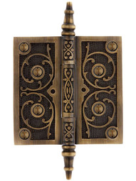 4" Decorative Vine-Pattern Hinge In Antique-By-Hand