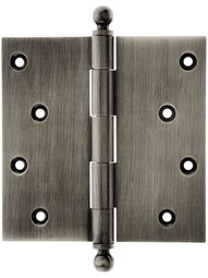 4 1/2" Solid Brass Door Hinge With Ball Finials in Antique Pewter