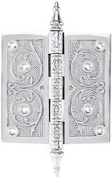 5" Decorative Steeple-Tipped Door Hinge in Polished Chrome